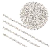 PH PandaHall Cinta de encaje de perlas de 3/8 pulgadas con diamantes de imitación de 3/8 pulgadas, cinta trenzada de tela para boda, novia, velo, cortina, manualidades, joyería, decoración de fiesta
