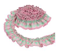 PH PandaHall Cinta de encaje rosa de 5 yardas x 1-3/8 pulgadas, tela de poliéster, cinta de encaje plisada, borde de volantes para costura, manualidades, vestidos, ropa, hogar, manualidades