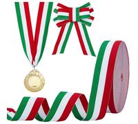 PH PandaHall Cinta de rayas de 4 cm de ancho, color rojo, blanco y verde, bandera italiana, adorno patriótico para envolver regalos, manualidades, fiestas, decoración de Navidad, 45,7 m