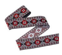 PH PandaHall Cinta jacquard bordada vintage de 7 m, 5 cm, cinta tejida bohemia étnica floral bordada para coser, paquete de regalo rojo indio