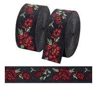 PH PandaHall Cinta jacquard de 13,6 m, ribete jacquard vintage de 3,3 cm, cintas tejidas bordadas, cinta floral étnica con flecos, tela de costura para ropa, decoración del hogar, aplicaciones de