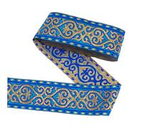 PH PandaHall Cinta Jacquard Vintage 7 m, Cinta Bordada Floral de 5.1 cm Cinta de Tela Boho para Decoración de Bolsos, Azul