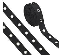 PH PandaHall Cinta negra con ojales de 9,1 m, tela de 26 mm de ancho, cinta de sarga con ojales para costura, manualidades, corsé, camisa, zapatos, vestido, falda, chaqueta, gargantilla, agujero de 6