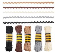 PH PandaHall Cinta ondulada Rick Rack de 150 yardas de 7 mm, ribete de flecos, 5 colores de ancho, cinta trenzada en zigzag, cinta de tela para coser ropa, envoltura de regalos, decoración de fiestas