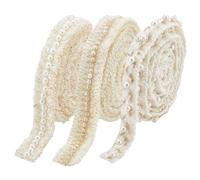 PH PandaHall Cintas de encaje trenzadas con perla, 3 estilos de 6 yardas, cordón de 5/8 ~ 3/4 pulgadas de ancho con cuentas de perlas, tela de poliéster, ribete de tapicería de encaje para disfraces
