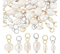 PH PandaHall Colgante de perlas naturales con conector de joyería para hacer joyas de bricolaje, 13~16mm Length, Perla, No es una piedra preciosa