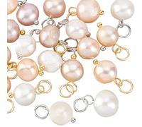 PH PandaHall Colgante de perlas naturales con conector de joyería para hacer joyas de bricolaje, 16~17mm Length, Perla, No es una piedra preciosa