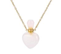 PH PandaHall Collar de botella de perfume de amatista natural, botella difusora de aceite esencial en forma de corazón, collar de piedra de cristal de amatista real, cadena dorada para mujer, 1 pieza