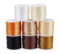 PH PandaHall Cordón de satén sedoso de 1 mm para pulsera, 8 rollos de cuerda de nailon, serie amarilla, hilo de satén de rattail, cuerda de cuentas para pulsera, collar, kumihimo, manualidades de