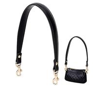 PH PandaHall Correa de piel auténtica negra para bolso de 50 cm, correa de repuesto para bolsa de hombro con cierres para bolso, maletín, cartera, bricolaje, bolsa de axilas