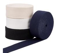 PH PandaHall Correa de polialgodón de 18,2 m, cinta de tela cruzada de 4 colores, cinta de sarga de 32 mm, rollo de cinta plana para hacer bolsos, correa cruzada, bolso, mochila, multicolor, 20yards