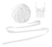 PH PandaHall Corsé de 22 yardas con aros, cinta de canalización cubierta de tela para corsé, correas huecas, suministros para costura artesanal, 3/8 pulgadas de ancho, color blanco