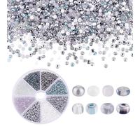 PH PandaHall Cuentas de cristal 8/0 de 80 g, 3 mm, 8 colores, serie gris, cuentas de cintura con forro de pony, cuentas pequeñas para manualidades, cuentas checas para aretes, pulseras, collares,