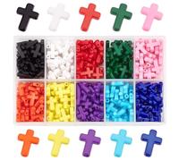 PH PandaHall Cuentas de cruz de Pascua de 10 colores, 300 cuentas acrílicas coloridas de crucifijo, cuentas sueltas de color caramelo para hacer joyas, collares, pulseras, decoración del hogar