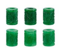 PH PandaHall Cuentas de jade natural de Myanmar en forma de columna, 6 piezas de cuentas de piedra preciosa grabada, cuentas de agujero grande para hacer joyas, pulseras, collares, aretes