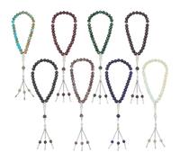 PH PandaHall Cuentas de oración de 8 colores, cuentas de cristal Tasbih, cuentas islámicas, 33 cuentas redondas de rosario musulmán, Misbaha, Tasbeeh, pulseras para mujeres y hombres, regalo de