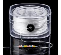 PH PandaHall Cuerdas elásticas de 175 yardas, cordón elástico plano de 0.3 mm, cuerda elástica blanca, cordón elástico para cuentas con estuche organizador para collares, joyas, manualidades, hacer