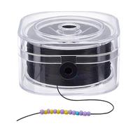PH PandaHall Cuerdas elásticas para pulseras, cordón elástico blanco, cordón elástico para cuentas con estuche organizador para collares, joyas, manualidades, nudos (negro, 0.6 mm)