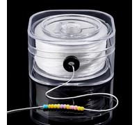 PH PandaHall Cuerdas elásticas para pulseras, cordón elástico blanco, cordón elástico para cuentas con estuche organizador para collares, joyas, manualidades, nudos (blanco, 0.6 mm)