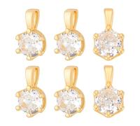 PH PandaHall Dije de circonita cúbica de plata de ley 925 con piedra natal de cristal brillante para collares, pendientes, fabricación de joyas, 0.4cm x 0.75cm x 0.25cm with a 1.8mm hole, Plata de ley