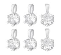 PH PandaHall Dije de circonita cúbica de plata de ley 925 con piedra natal de cristal brillante para collares, pendientes, fabricación de joyas, 0.4cm x 0.75cm x 0.25cm with a 1.8mm hole, Plata de ley