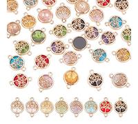 PH PandaHall Dijes árbol la vida 8 colores 32 conectores eslabones vidrio planos redondos con conectores joyería árbol para collares pulseras tobillos fabricación bricolaje azul verde