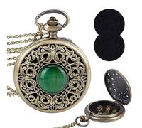 PH PandaHall DND Juego de 7 cubos de metal con reloj de bolsillo con carcasa hueca para reloj de mazmorras y dragones, RPG, juegos, regalo (bronce antiguo, verde)