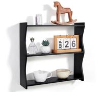 PH PandaHall Estante de pared de madera de 3 niveles, estantes flotantes negros para colgar en la pared, estantería para apartamento, dormitorio, baño, cocina, oficina en casa, 17.3 x 5.1 x 16.9