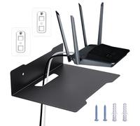 PH PandaHall Estante de pared flotante de metal de 6.6 x 9 pulgadas para proyector, soporte de altavoz de acero negro, juego completo para cine en casa, oficina, sala de estar, baño, decoración del