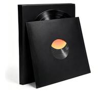 PH PandaHall Fundas para discos de papel kraft negro con orificio central - Fundas protectoras internas de vinilo para almacenamiento y sustitución de álbumes LP - 16 unidades