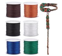 PH PandaHall Hilo de nailon de 0,8 mm para pulseras, 6 rollos de hilo de perlas oscuras, hilo de nudo chino, pulsera para fabricación de joyas, pulsera de amistad, collar, manualidades, 240 m
