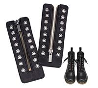 PH PandaHall Inserciones con cremallera para botas zapatos, 8 ojales insertos con cremalleras para botas con cordones de piel para zapatillas de deporte sin cordones DIY, 15,7 x 5,5 cm