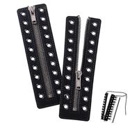PH PandaHall Insertos de cremallera de cuero con cordones, 17,5 x 5 cm, 10 ojales de metal, cordones de cremallera, color negro, sin atar, para adultos, hombres, mujeres, zapatos sin atar, para