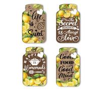 PH PandaHall Jarrón de cocina decoración de pared, 4 unidades, jarra de madera de limón, letreros colgantes de cocina, señales de granja, cocina, letreros con cuerda de cáñamo para casa, cocina, bar