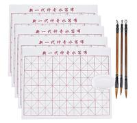 PH PandaHall Juego de 14 piezas sin tinta para caligrafía china, caligrafía china para principiantes profesionales, paño mágico para escribir con agua con rejilla, 3 pinceles de 3 x 43 cm