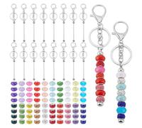 PH PandaHall Juego de 178 llaveros con cuentas, 20 colores, cuentas de diamantes de imitación de cristal, barras de 10 mm, cuentas europeas redondas para manualidades, bolsas de regalo, accesorios de