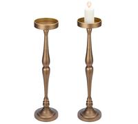 PH PandaHall Juego de 2 mesas de bebida Martini, mesa auxiliar de pedestal retro de 6.5 x 26.5 pulgadas, mesa auxiliar redonda pequeña de bronce antiguo para sala de estar, dormitorio, baño, mesita de