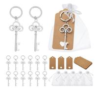 PH PandaHall Juego de 30 llaveros de organza para recuerdos de fiesta, 10 x 15 cm, bolsa transparente blanca, juego de llaves, colgantes, llaveros con etiquetas de papel kraft, cuerda de yute para