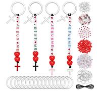 PH PandaHall Juego de 40 llaveros cristianos con forma de corazón, llavero de cruz para manualidades, pulseras, joyas, día de San Valentín, Pascua, regalos cristianos
