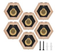 PH PandaHall Juego de 6 soportes de madera para medallas hexagonales, caja de almacenamiento de medallas, caja de medallas de montaje en pared con esponja para deportes, maratón, carreras,