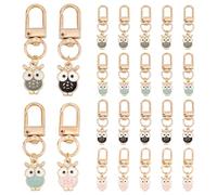PH PandaHall Juego de llaveros de búho con 20 estilos, mini lindos de aleación esmaltada con colgante para coche, regalo, bolso, cartera o mochila