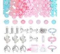 PH PandaHall Kit de 293 pulseras de caballo, diseño de cactus, botas de vaquero, cuentas redondas de 10 mm con cuerda elástica de 8.2 yardas y bolsas de organza para joyas, regalos de fiesta