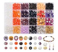 PH PandaHall Kit de Fabricación de Joyas de Halloween 1288pcs - Perlas de Cristal 6/8mm, Pulsera de Amistad, Arcilla, Diamantes de Imitación, Espaciadores para Fabricación