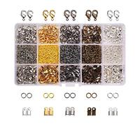PH PandaHall - Kits de descubrimientos de joyas, con extremitas de alambre de hierro, cierres de latón de garra de langosta y anillos de salto de hierro, 5-12 x 3-7 x 0,7 - 2,3 mm, aproximadamente