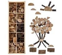 PH PandaHall Kits de manualidades de madera sin terminar, rebanadas de madera natural, piezas sueltas, materiales de juego, suministros de arte para manualidades, pintura, construcción, clasificación