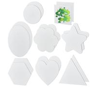 PH PandaHall Lienzo pequeño estirado de 8 estilos, 16 piezas, mini lienzo en blanco, triángulo, marco de lienzo redondo, corazón hexagonal, tablero de lienzo para pintura, dibujo al óleo, acrílico,