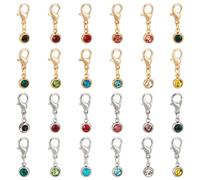 PH PandaHall Marcadores de puntada de piedra natal de acero inoxidable, 24 unidades, con cierre extraíble, marcador de punto de bloqueo, dorado y plateado, marcadores de puntada de ganchillo para