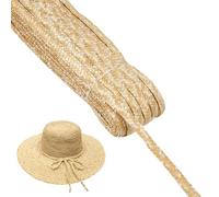 PH PandaHall Material trenzado de paja de trigo de 50 m para hacer sombreros, 11,5-13,5 mm de ancho, tejido a mano, paja natural, ribete de encaje, cinta de costura rústica para sombrero, cesta, bolso