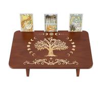 PH PandaHall Mesa de altar, 20 x 30 x 7 cm, rectangular de madera, mesa de meditación grabada, luna, árbol de vida, mesas Wiccan para decoración de habitación, accesorios de brujería
