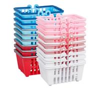 PH PandaHall Mini cesta de la compra de 6 colores, 18 piezas, cesta de almacenamiento en miniatura de plástico con asas para recuerdos de fiesta, casa de muñecas, cocina, juego de simulación, 6,6 x 5
